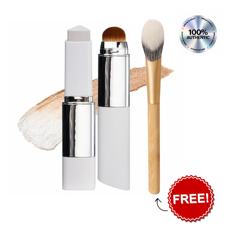 Cream Stick V White Korean Color-Changing Foundation Stick with Volufiline+ Free Brush