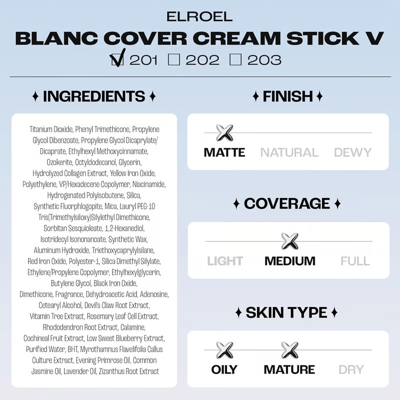 Cream Stick V White Korean Color-Changing Foundation Stick with Volufiline+ Free Brush