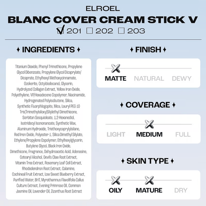 Cream Stick V White Korean Color-Changing Foundation Stick with Volufiline+ Free Brush
